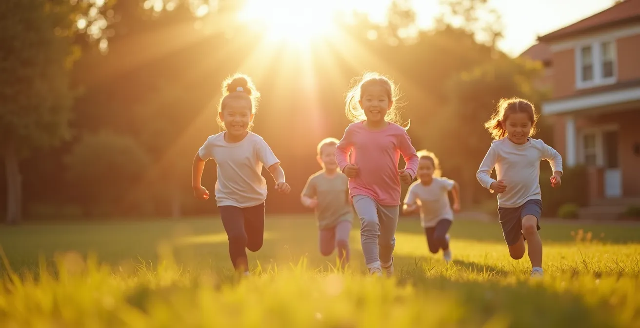 Famille en activité physique ensemble montrant harmonie et bien-être